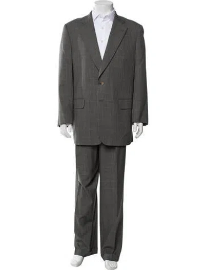 Pre-owned Paul Stuart Houndstooth Print Suit In Gray