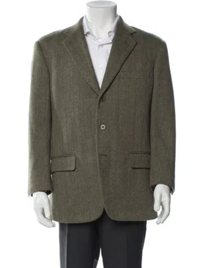 Pre-owned Paul Stuart Lambswool Blazer In Green