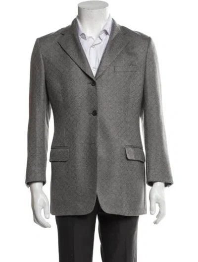 Pre-owned Paul Stuart Lambswool Peacoat In Gray