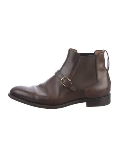 Pre-owned Paul Stuart Leather Chelsea Boots In Brown