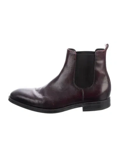 Pre-owned Paul Stuart Leather Chelsea Boots In Brown/purple