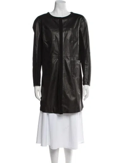 Pre-owned Paul Stuart Leather Coat In Black