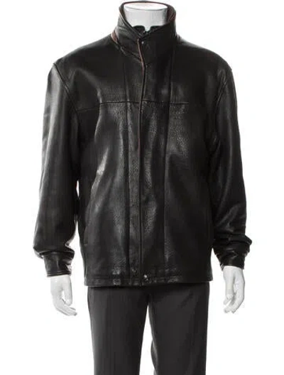 Pre-owned Paul Stuart Leather Jacket In Black