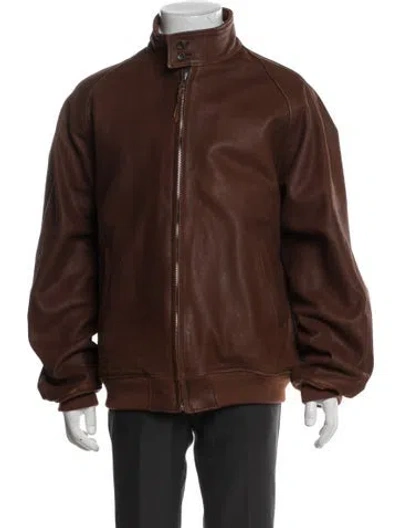 Pre-owned Paul Stuart Leather Moto Jacket In Brown