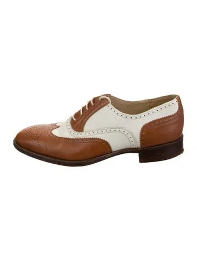 Pre-owned Paul Stuart Leather Patterned Brogues In Brown