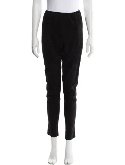 Pre-owned Paul Stuart Leather Skinny Leg Pants In Black