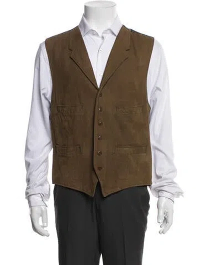 Pre-owned Paul Stuart Leather Vest In Brown