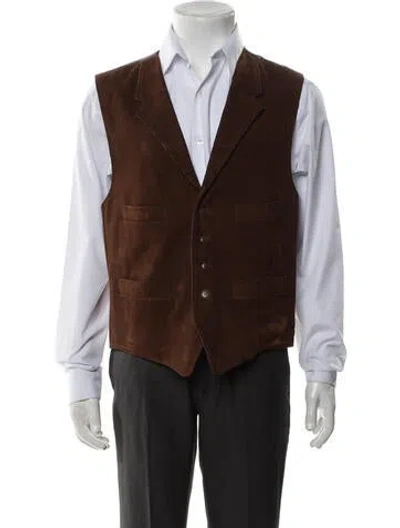 Pre-owned Paul Stuart Leather Vest In Brown
