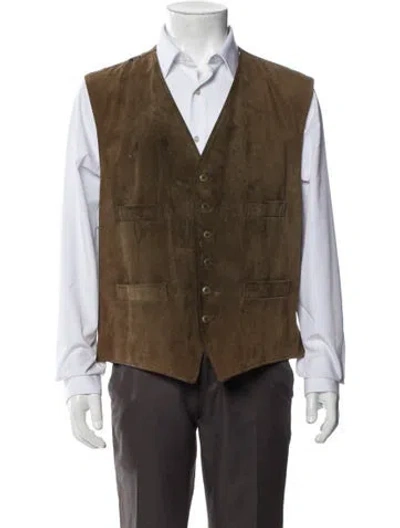Pre-owned Paul Stuart Leather Vest In Green