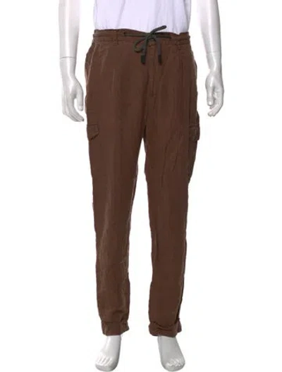 Pre-owned Paul Stuart Linen Cargo Pants In Brown