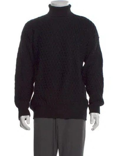 Pre-owned Paul Stuart Linen Turtleneck Pullover In Black