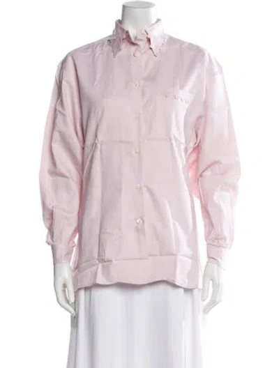 Pre-owned Paul Stuart Long Sleeve Button-up Top In Pink
