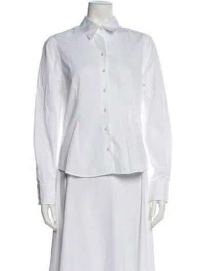 Pre-owned Paul Stuart Long Sleeve Button-up Top In White