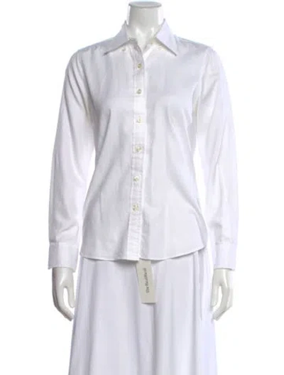 Pre-owned Paul Stuart Long Sleeve Button-up Top In White