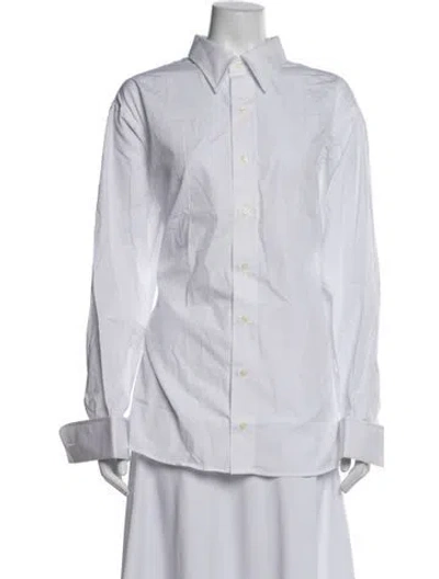 Pre-owned Paul Stuart Long Sleeve Button-up Top In White