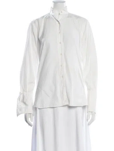 Pre-owned Paul Stuart Long Sleeve Button-up Top In White
