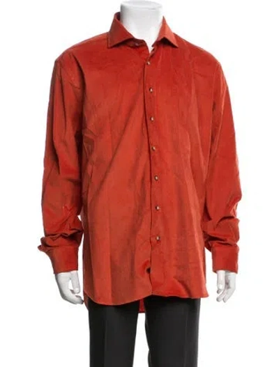 Pre-owned Paul Stuart Long Sleeve Dress Shirt In Orange