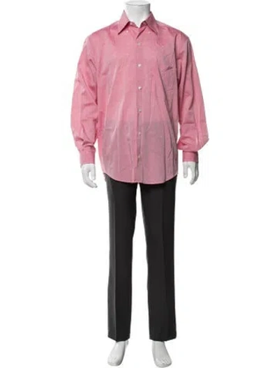 Pre-owned Paul Stuart Long Sleeve Dress Shirt In Red