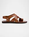 Paul Stuart Men's Dali Leather Gladiator Sandals In Med Brown