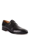 Paul Stuart Galante Crisscross Double Monk Strap Leather Shoes In Black