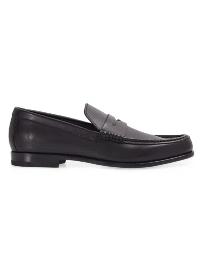 Paul Stuart Men's Mason Moc Toe Penny Loafers In Black