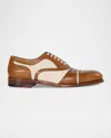 Paul Stuart Men's Specter Canvas And Brogue Leather Derby Shoes