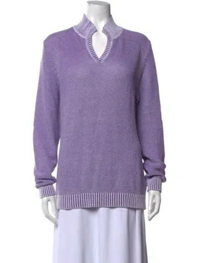 Pre-owned Paul Stuart Mock Neck Long Sleeve Pullover In Purple