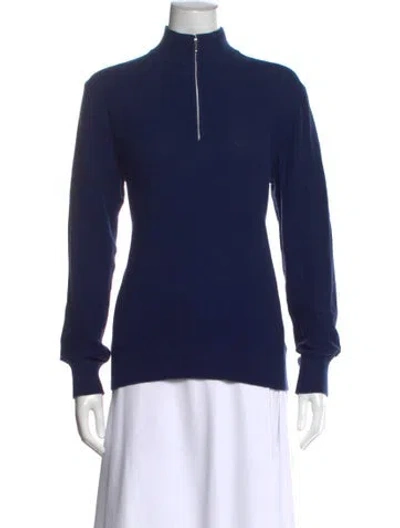 Pre-owned Paul Stuart Mock Neck Long Sleeve Top In Blue