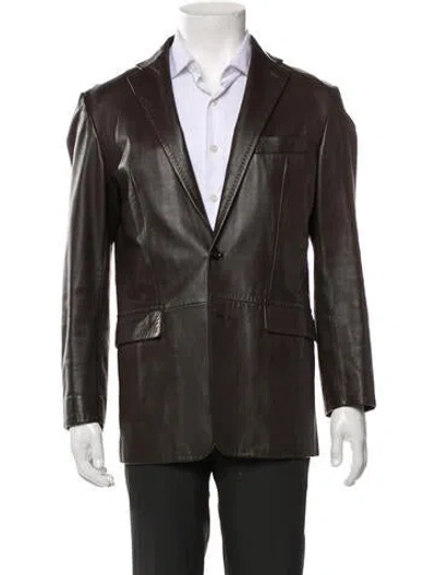 Pre-owned Paul Stuart Moto Jacket In Brown