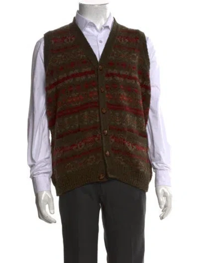 Pre-owned Paul Stuart Patterned V-neck Cardigan In Multicolor