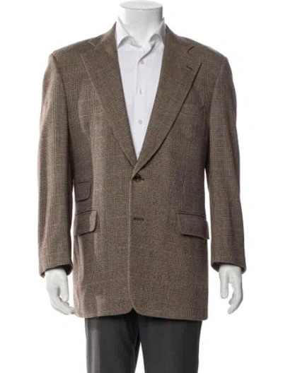 Pre-owned Paul Stuart Plaid Print Blazer In Multicolor