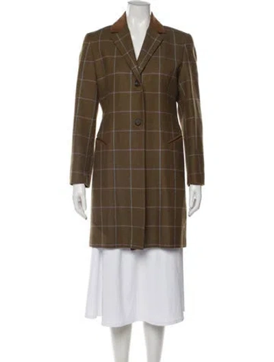 Pre-owned Paul Stuart Plaid Print Coat In Brown