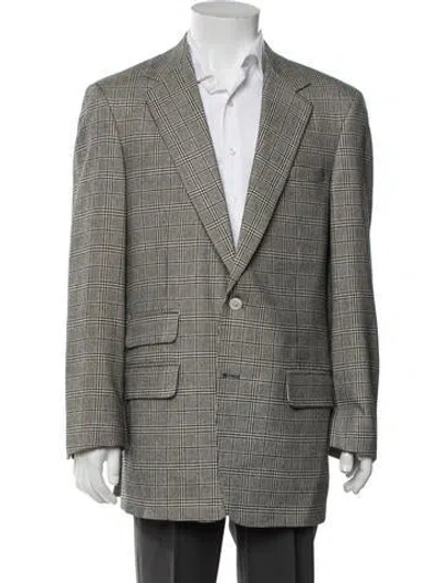 Pre-owned Paul Stuart Plaid Print Jacket In Gray