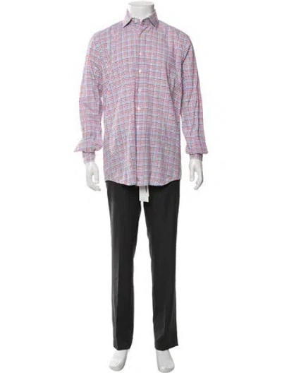 Pre-owned Paul Stuart Plaid Print Long Sleeve Dress Shirt In Multi