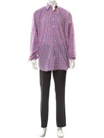 Pre-owned Paul Stuart Plaid Print Long Sleeve Dress Shirt In Multi