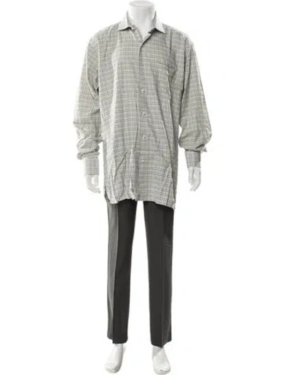 Pre-owned Paul Stuart Plaid Print Long Sleeve Dress Shirt In Multi