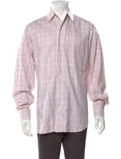Pre-owned Paul Stuart Plaid Print Long Sleeve Dress Shirt In Neutral