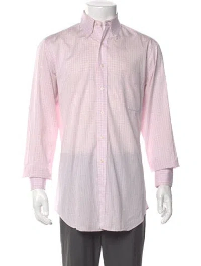 Pre-owned Paul Stuart Plaid Print Long Sleeve Dress Shirt In Red