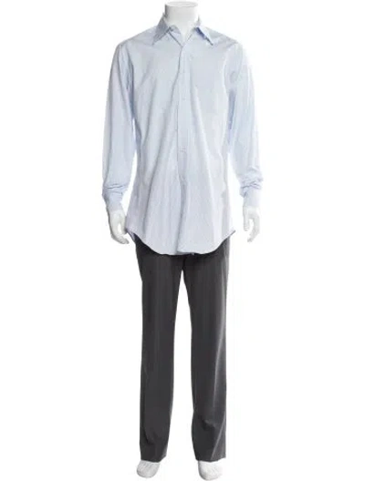 Pre-owned Paul Stuart Plaid Print Long Sleeve Shirt In Blue