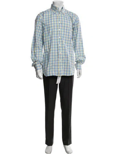 Pre-owned Paul Stuart Plaid Print Long Sleeve Shirt In Blue