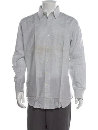 Pre-owned Paul Stuart Plaid Print Long Sleeve Shirt In Gray