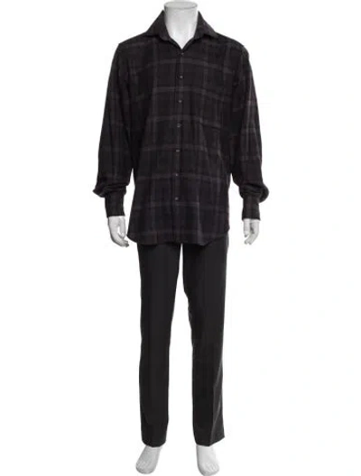 Pre-owned Paul Stuart Plaid Print Long Sleeve Shirt In Multi