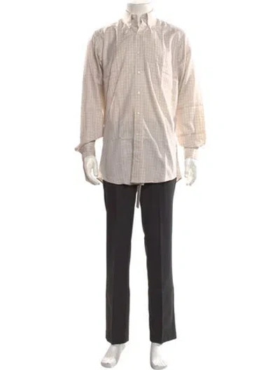 Pre-owned Paul Stuart Plaid Print Long Sleeve Shirt In Neutral