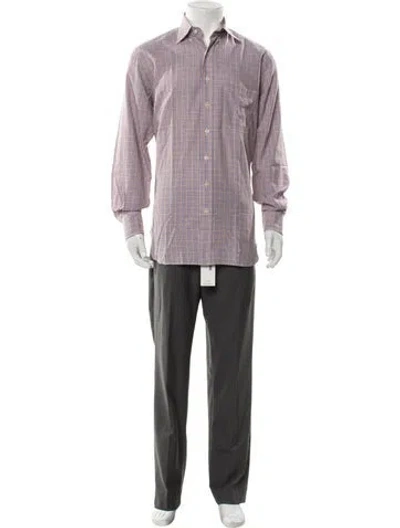 Pre-owned Paul Stuart Plaid Print Long Sleeve Shirt In Neutral