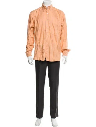 Pre-owned Paul Stuart Plaid Print Long Sleeve Shirt In Orange