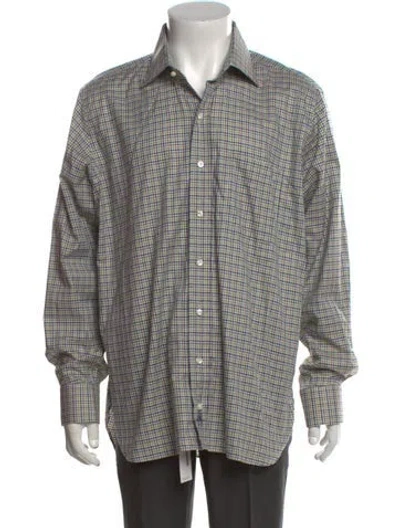 Pre-owned Paul Stuart Plaid Print Long Sleeve Shirt In Purple