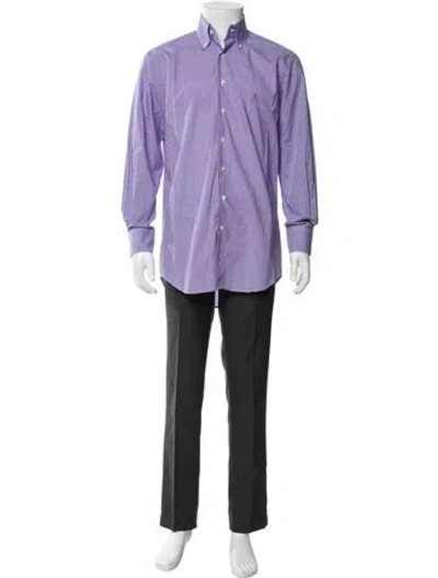 Pre-owned Paul Stuart Plaid Print Long Sleeve Shirt In Purple