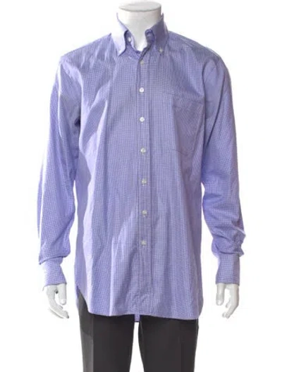 Pre-owned Paul Stuart Plaid Print Long Sleeve Shirt In Purple