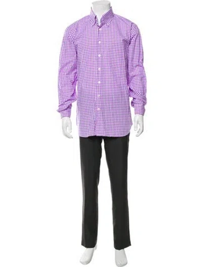 Pre-owned Paul Stuart Plaid Print Long Sleeve Shirt In Purple