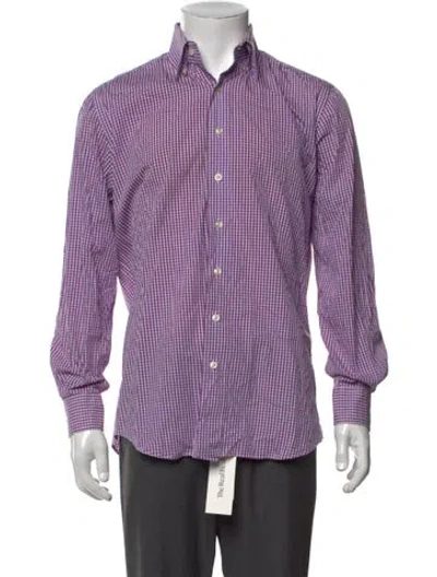 Pre-owned Paul Stuart Plaid Print Long Sleeve Shirt In Purple
